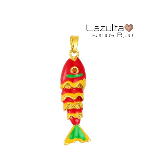 Producto - DIJE ESMALTADO PEZ BAÑO ORO ROJO