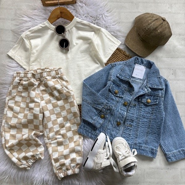 Producto - Pantalón cuadrille BEIGE talles hasta 4 años