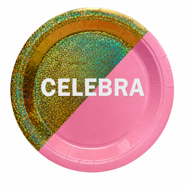 Producto - PLATO DE POLIPAPEL 23cm CELEBRA ROSA x 6 un