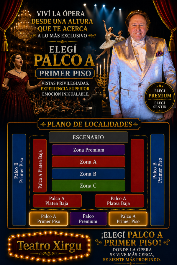 Producto - Entradas para el show PALCO A PRIMER PISO TEATRO MARGARITA XIRGU