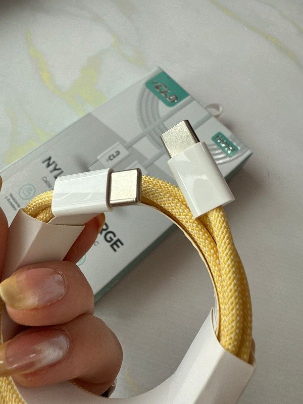 Producto - Cable mallado 2 metros doble TIPO C carga rapida 60w CLD amarillo