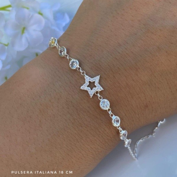Producto - Pulsera italiana estrella con piedras susanitas