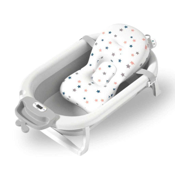 Producto - Bañera Plegable de 32lts con Reductor y Termómetro Digital Priori Gris