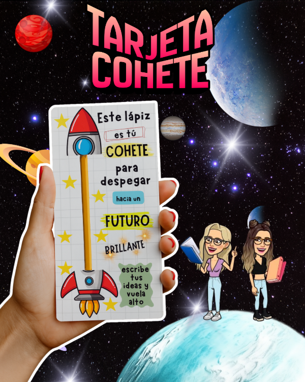 Producto - TARJETA IMPRIMIBLE COHETE LÁPIZ
