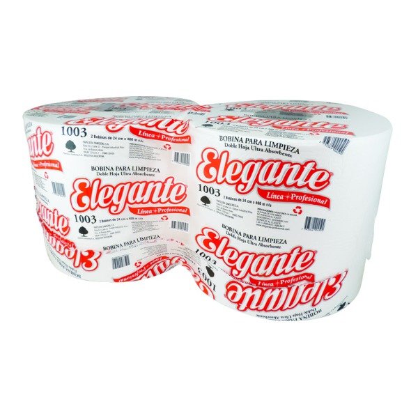 Producto - Bobina de papel blanca doble hoja 24 cm x 400 M ELEGANTE x 2 U