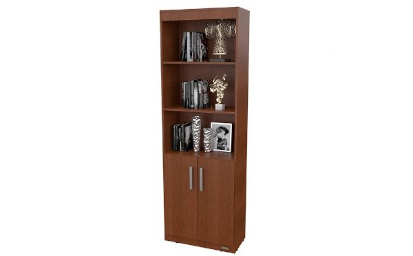 Producto - Biblioteca con puertas y 5 estantes Tabaco