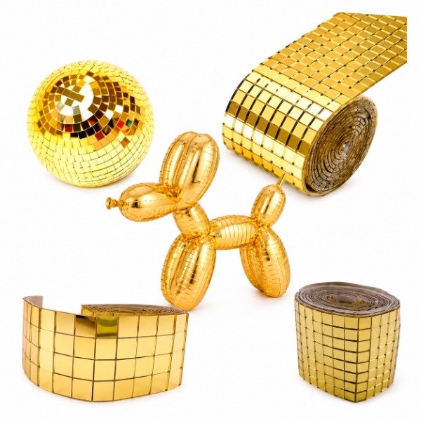 Producto - MOSAICO ESPEJO 5X5MM AUTOADHESIVO 4X100CM DORADO