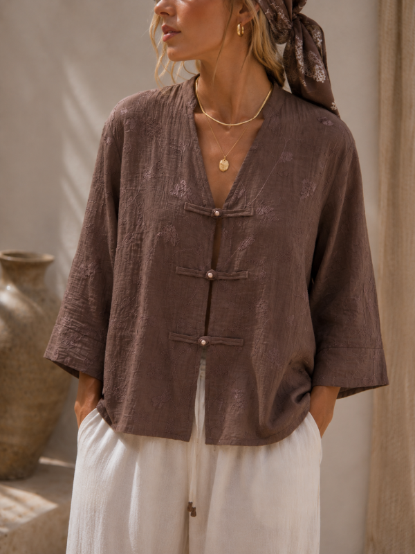 Producto - Kimono Macarena (Lino bordado 3D) - 0