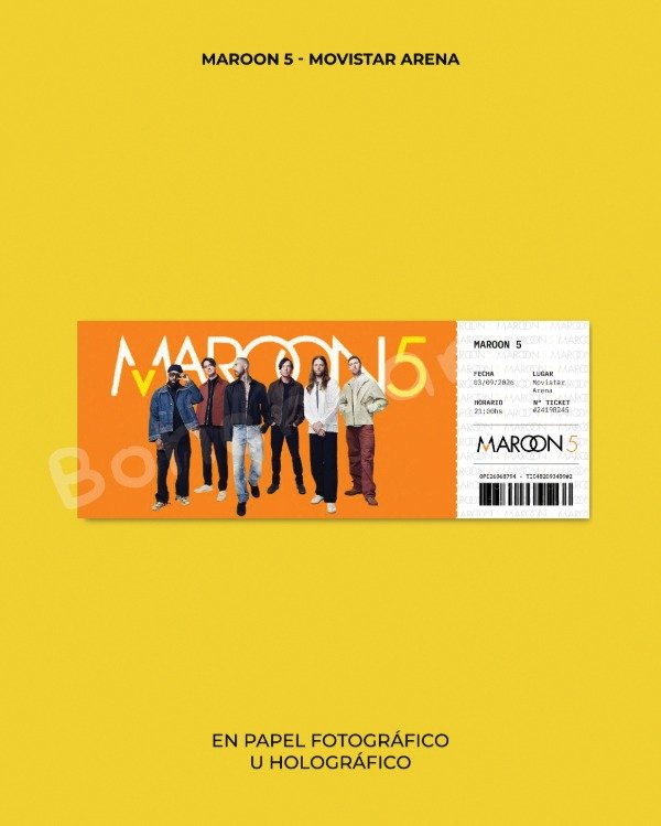 Producto - Entrada MAROON 5 EN MOVISTAR ARENA - Entrada de recuerdo
