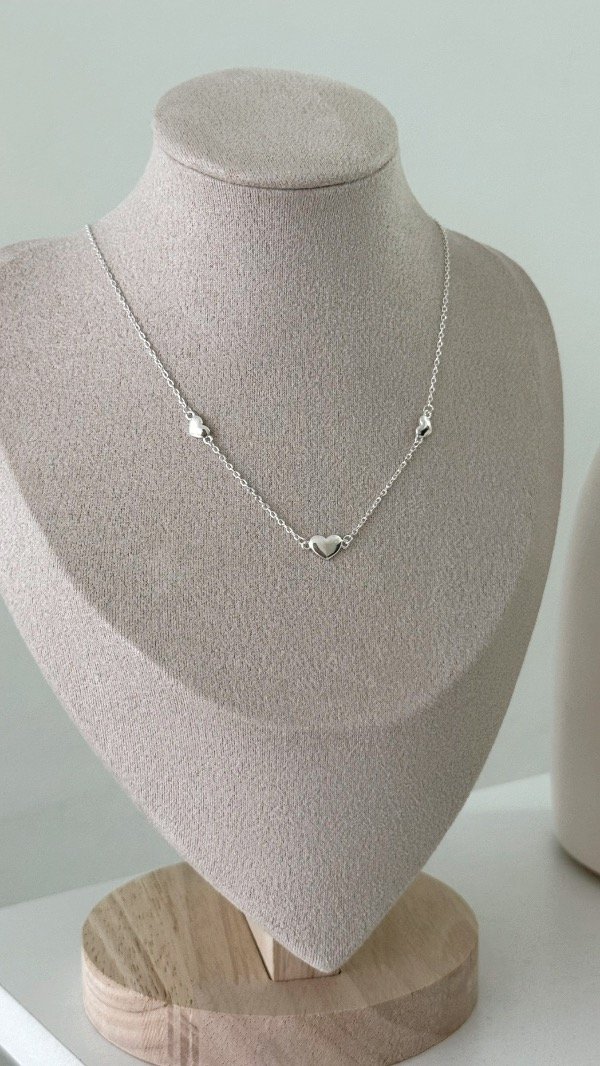 Producto - Choker 38 a 40cm tres corazones lisos P925 - 2