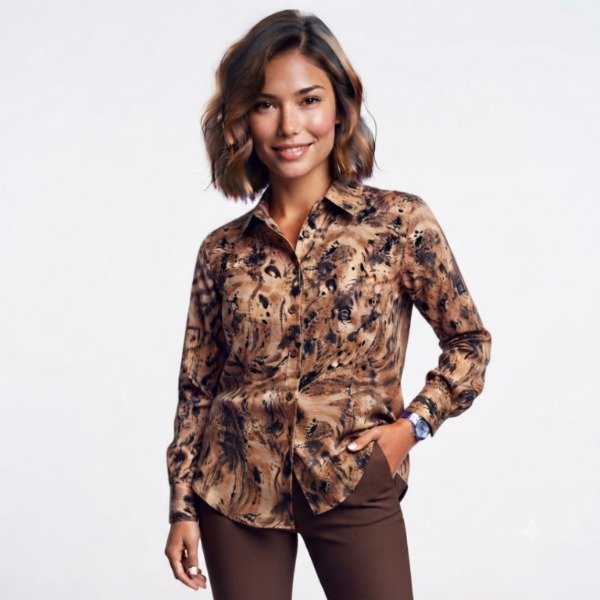 Producto - Camisa Saten Tierra. Talle 46/48(5-6) - 0