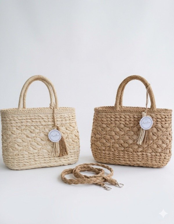 Producto - Cartera Rafia mediana crudo