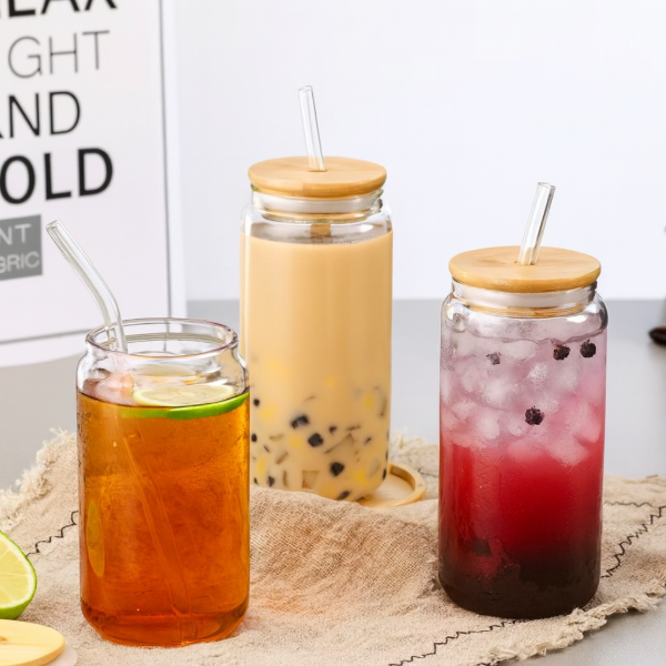 Producto - VASO RECTO DE VIDIRO CON TAPA BAMBU