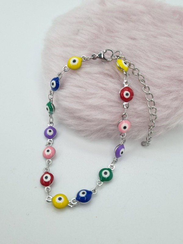 Producto - Pulsera acero quirurgico ojitos turco esmaltado colores