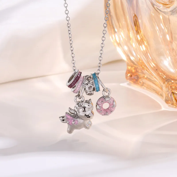 Producto - Collar con dijes Unicornio Plateado - 1