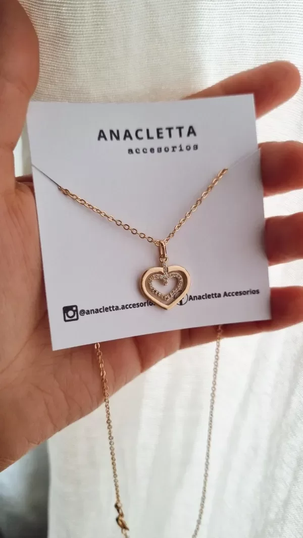 Producto - Gargantilla doble corazon enchapado en oro