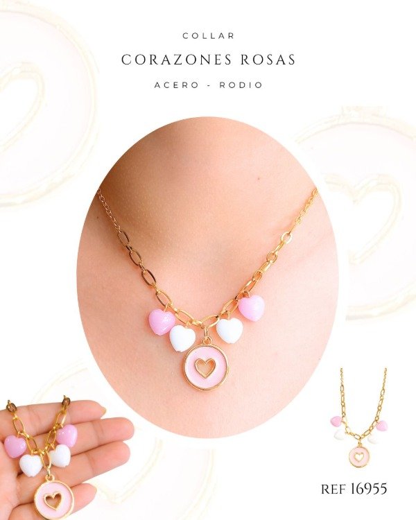 Producto - COLLAR CORAZONES ROSADOS REF 16955