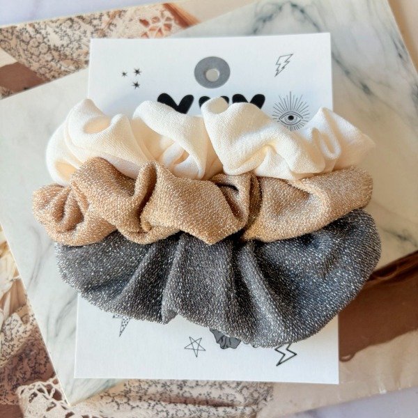 Producto - Set x 3 Scrunchies Lurex Love