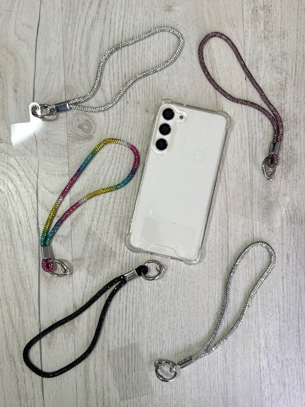 Producto - CORREA CORTA CON STRASS CON ADAPTADOR PARA MUÑECA PARA CELULAR