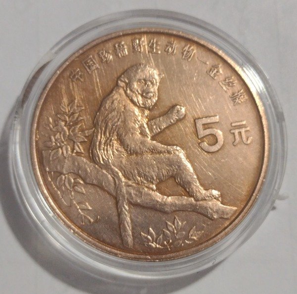 Producto - China 5 yuan 1995. Mono dorado Km# 714