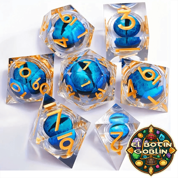 Producto - Set de 7 Dados - Ojo Flotante Dragon Azul