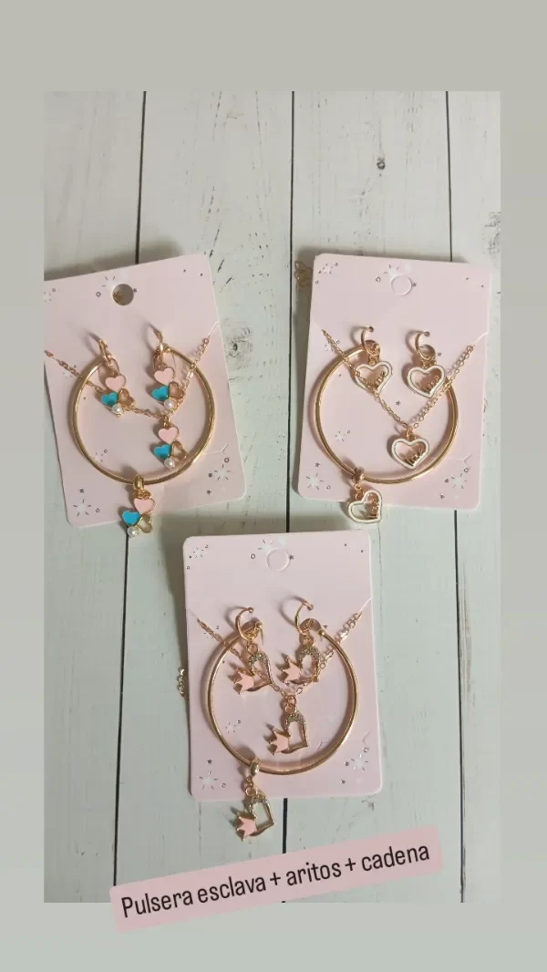 Producto - PULSERA ESCLAVA MAS ARITOS MAS CADENA