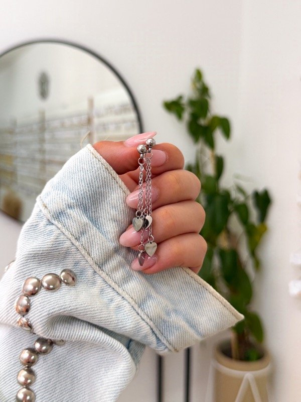 Producto - Aritos acero quirúrgico corazones colgando