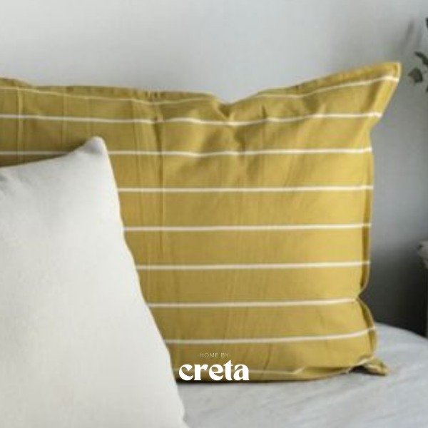 Producto - Funda Almohadón Tusor Estampado Rayas Mostaza Inversa