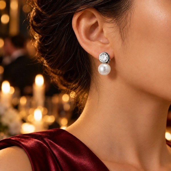 Producto - Aros Dainty de plata 925 con zirconia cúbica y perla - 3