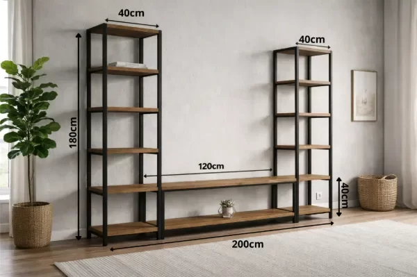 Producto - Rack Tv Modular 200 cm Hierro y Madera - 1