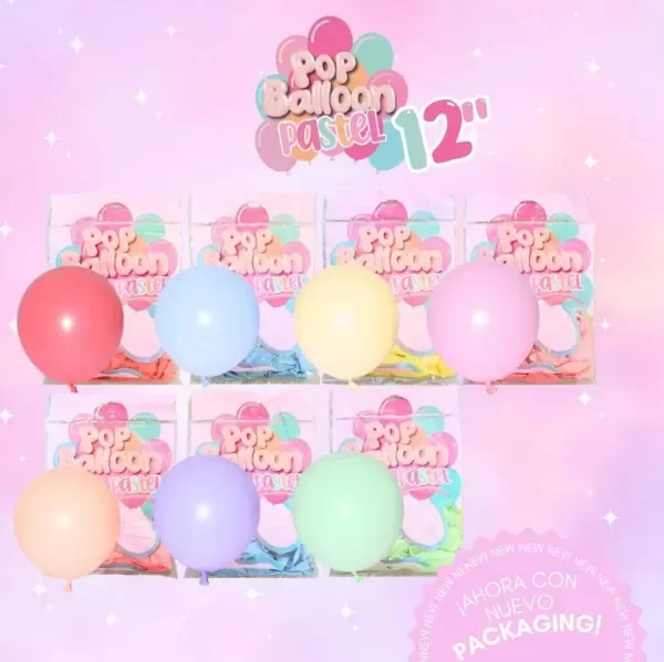 Producto - Globos Latex Pastel 12" - Pop Balloon x50 u