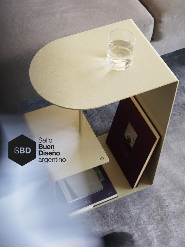 Producto - Mesa auxiliar/de luz G - 3 posiciones, chapa plegada - Color: Beige claro - 0