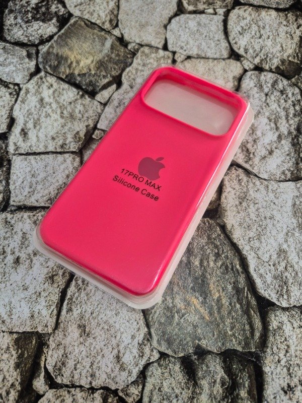 Producto - Funda silicone case con logo Iphone 17 Pro Max fucsia