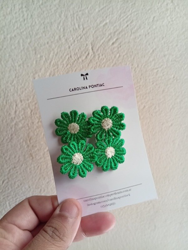 Producto - Par hebillas margarita, verdes