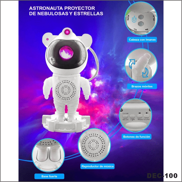 Producto - ASTRONAUTA PROYECTOR DE NEBULOSA + PARLANTE BLUETOOTH