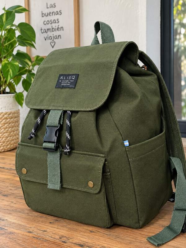 Producto - Mochila viajera verde militar - 2