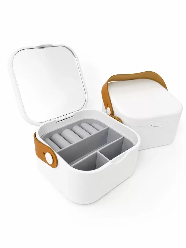 Producto - Exhibidor Cuadrado con espejo Blanco interior gris