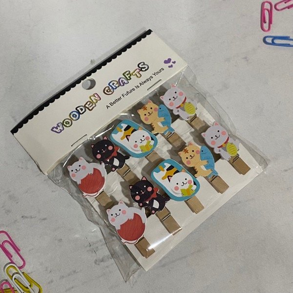 Producto - Blister x 10 broches gatitos Wooden Crafts