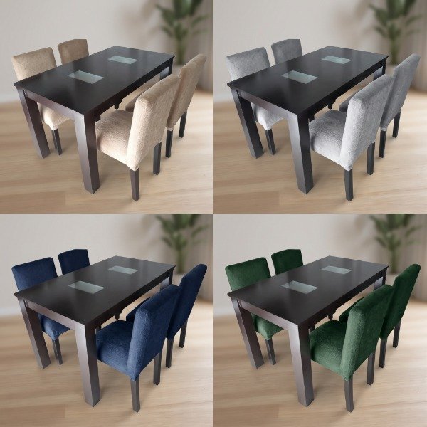 Producto - Juego de Comedor 4 Sillas Reforzadas + Mesa MDF Negra - Oferta - 5