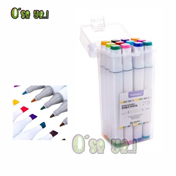Producto - Set de Marcadores Doble Punta en Valija x 12 Colores