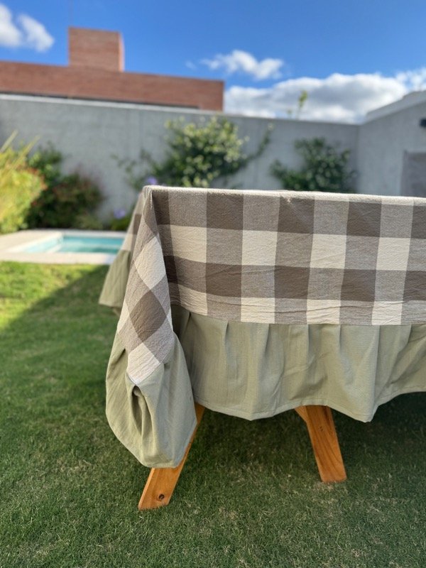 Producto - Mantel tusor picnic verde eucalipto con volados verde - 2