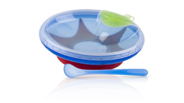 Producto - Plato térmico Natural Touch azul NUBY. +4m.