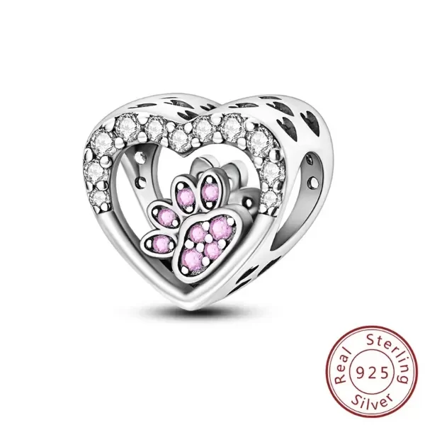 Producto - Charm Huellita Rosa (Plata)