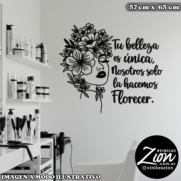 Producto - Vinilos para Peluquería: Tu Belleza es única nosotros solo la hacemos florecer