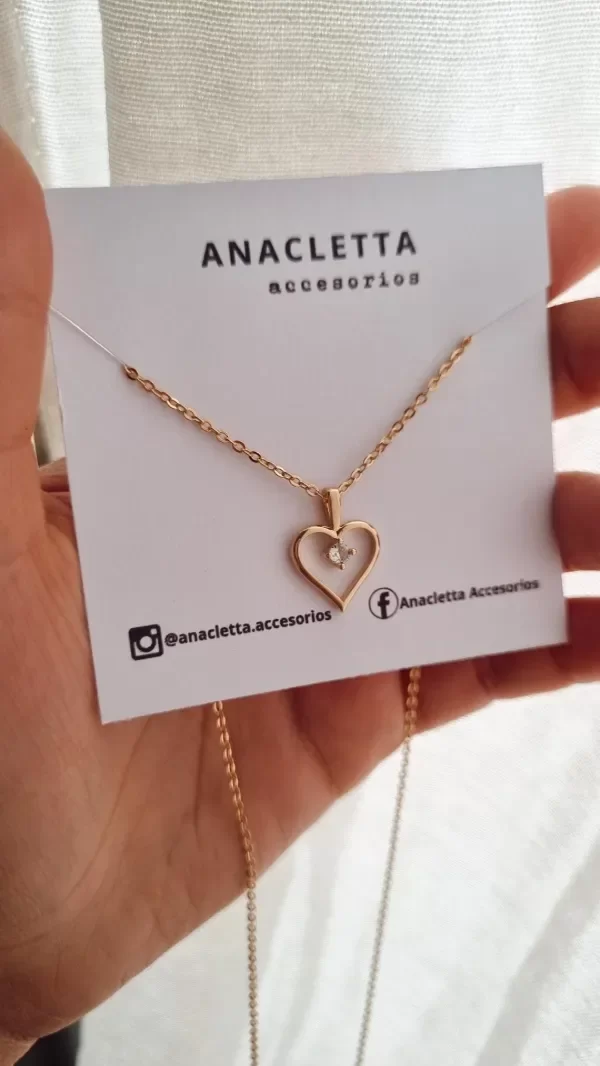 Producto - Gargantilla corazon un cubic enchapada en oro