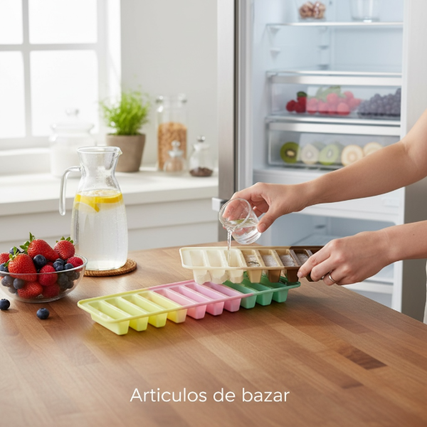 Producto - CUBETERA DE SILICONA FORMA DE BARRAS COLORES SURTIDOS 25 X10 X 2CM APTO HORNO