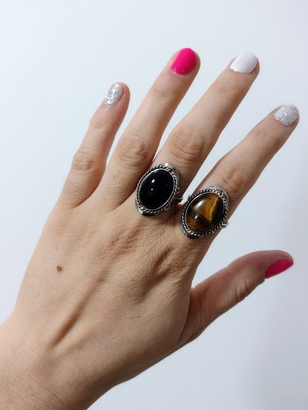 Producto - Anillos de Onix Negro - Ojo de tigre