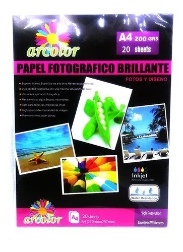 Producto - RESMITA ARCOLOR GLOSSY fotográfico A4 HQ 200 grs. x20