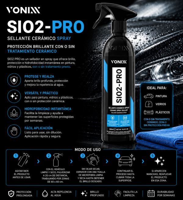 Producto - Vonixx SIO2 Pro 500ml Sellador Cerámico Spray Hidrofóbico