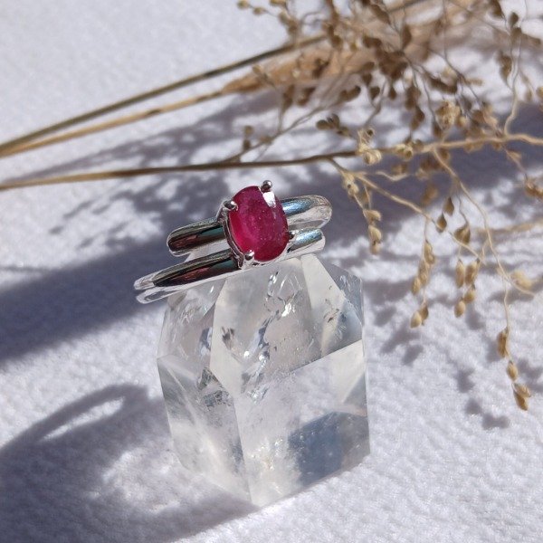 Producto - Anillo Plata 925 Rubi (tratado) Ajustable - 7